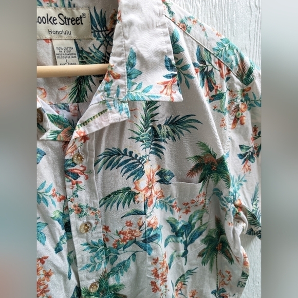 Cooke Street 100% Cotton Floral Hawaiian Button Up Shirt Men's Large - Picture 3 of 4